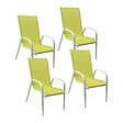 HAPPY GARDEN - Lot de 4 chaises MARBELLA en textilène vert - aluminium blanc - vignette