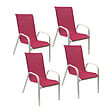HAPPY GARDEN - Lot de 4 chaises MARBELLA en textilène rose - aluminium blanc - vignette