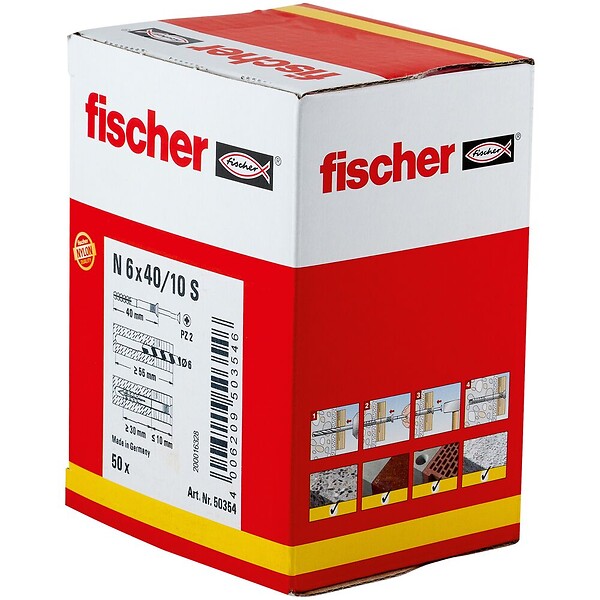 FISCHER - Cheville à frapper N 6x40- 10 S à collerette fraisée - large