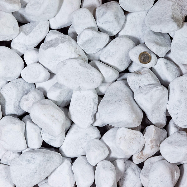 RO'MA NATURE - Galet Marbre Blanc Carrare 60-100 mm - Lot de 25 sacs de 20 kg (5 m²) - large