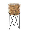 ATMOSPHERA - Set de 2 Pots de fleurs en Seagrass ​​​​et support en métal Noir - vignette