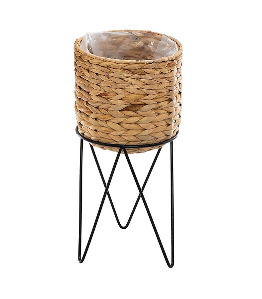 ATMOSPHERA - Set de 2 Pots de fleurs en Seagrass ​​​​et support en métal Noir - large
