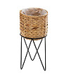 ATMOSPHERA - Set de 2 Pots de fleurs en Seagrass ​​​​et support en métal Noir - vignette