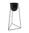 ATMOSPHERA - Lot de 2 Pots de fleurs noirs avec supports en métal - vignette