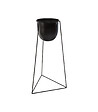 ATMOSPHERA - Lot de 2 Pots de fleurs noirs avec supports en métal - vignette