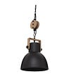 ATMOSPHERA - Luminaire Suspension en Métal Noir et Bois D 23 cm - vignette