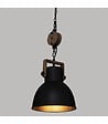 ATMOSPHERA - Luminaire Suspension en Métal Noir et Bois D 23 cm - vignette