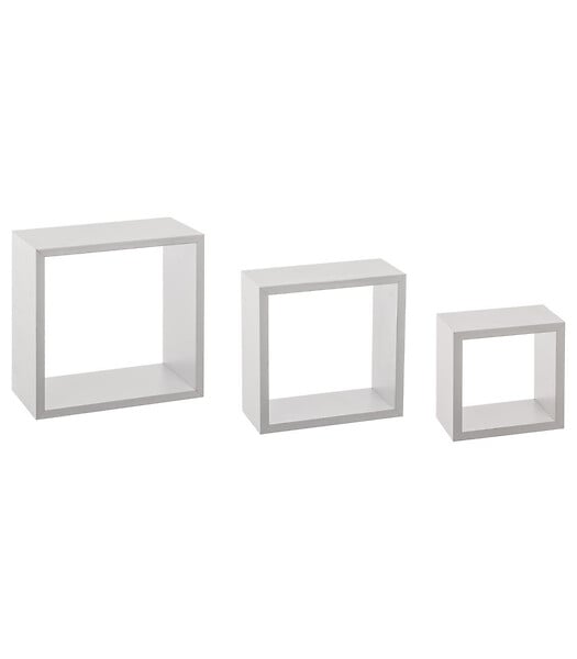 5 FIVE SIMPLY SMART - Lot de 3 Étagères murales flottantes Cubes coloris Blanc Fixations invisibles - large