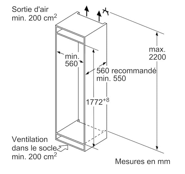 SIEMENS - Réfrigérateur Combiné Intégrable à Pantographe 260l - KI86NVFE0 - large