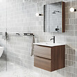 STANO - Meuble salle de bain design simple vasque MESSINA largeur 60 cm noyer - vignette