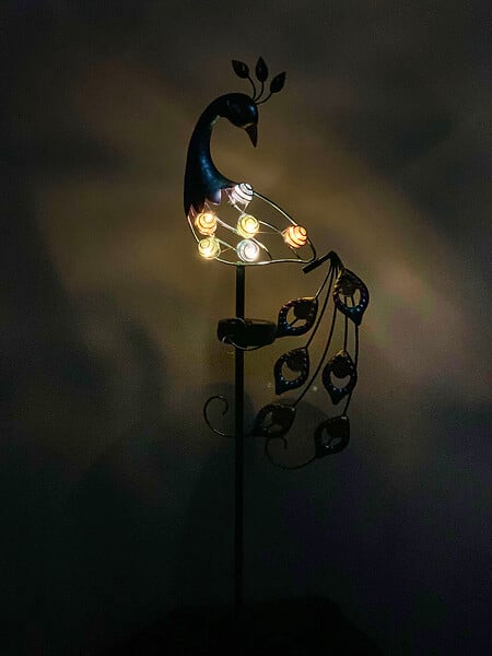 GALIX - Décoration solaire - Paon lumineux - large