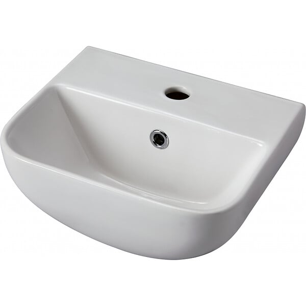 GODART - Lave mains en céramique à suspendre 36 cm avec trop plein blanc brillant - Leoni - large