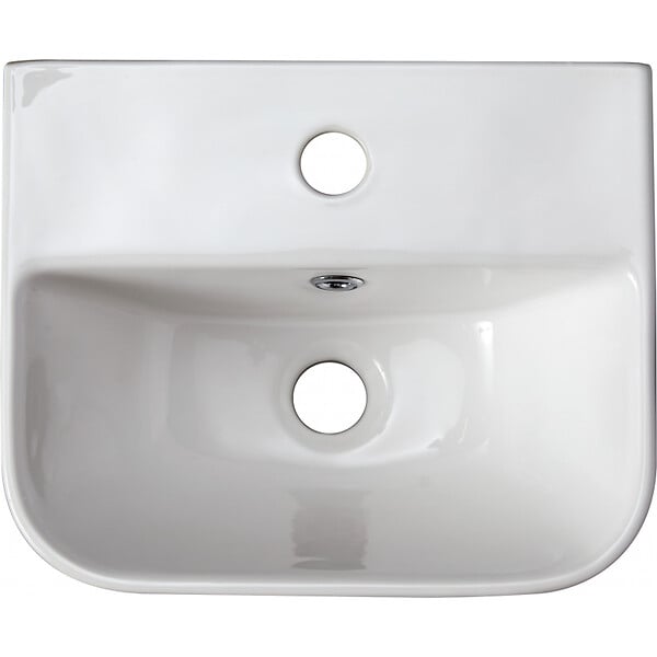 GODART - Lave mains en céramique à suspendre 36 cm avec trop plein blanc brillant - Leoni - large