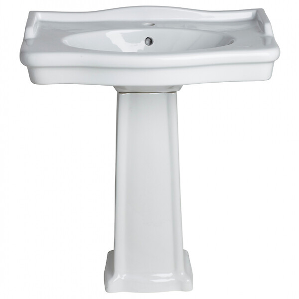 PLANETE BAIN - Lavabo colonne époque 80 cm rétro blanc - large