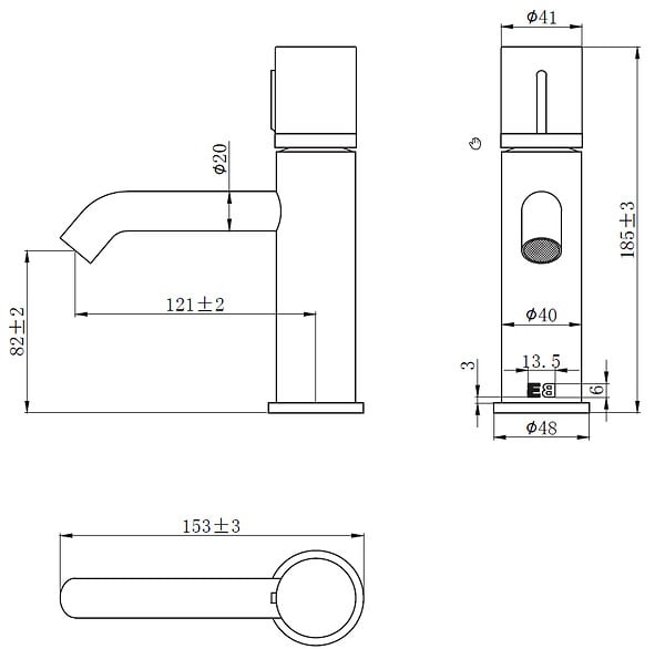 ESSEBAGNO - Manopola mitigeur lavabo bas gris gun métal marbre - large