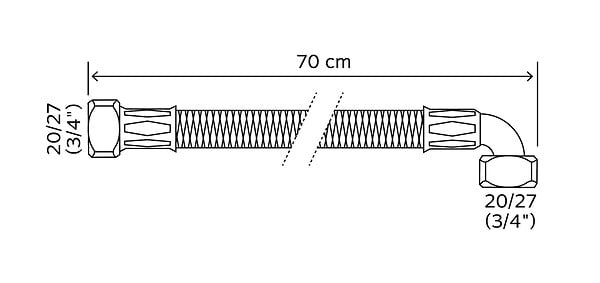 SOMATHERM FOR YOU - Flexible chauffage 1 écrou tournant 3/4" - 1 écrou tournant coudé 3/4" - 700 mm - large