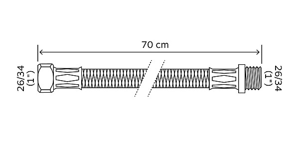 SOMATHERM FOR YOU - Flexible chauffage 1 écrou tournant 1" - 1 raccord Mâle 1" - 700 mm - large
