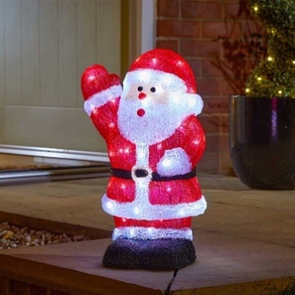 SMARTSOLAR - Figurine lumineuse Père Noël Ice - Acrylique - 60 LED - large