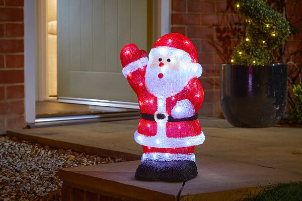 SMARTSOLAR - Figurine lumineuse Père Noël Ice - Acrylique - 60 LED - large