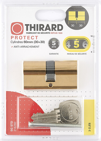 THIRARD - Cylindre en laiton STD - 30x30mm - 3 clés - large