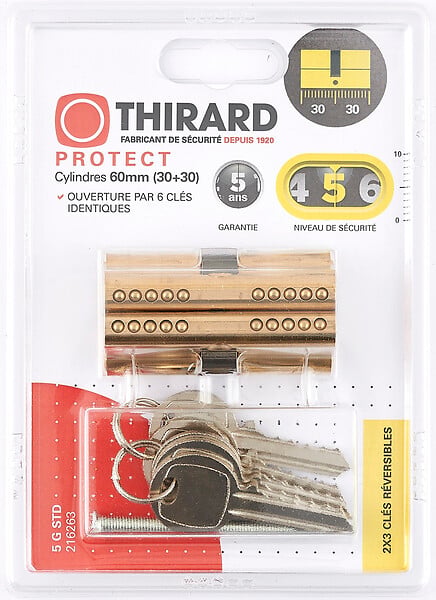 THIRARD - 2 Cylindres 30x30 mm s entrouvrant 6 clés - large
