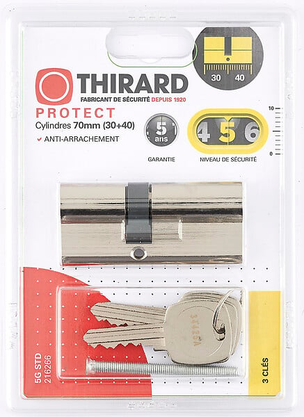THIRARD - Cylindre STD 30x40 nickelé 3 clés - large