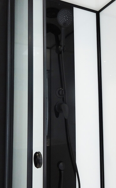 ONDEE - Cabine de douche GONEA - 140 x 80 cm - Accès de face - Profilés aluminium - Noir mat - large