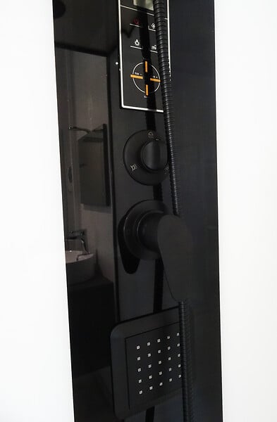 ONDEE - Cabine de douche hydromassante RADIO NOGEA - Sans silicone - Noir mat - 120x80cm - large