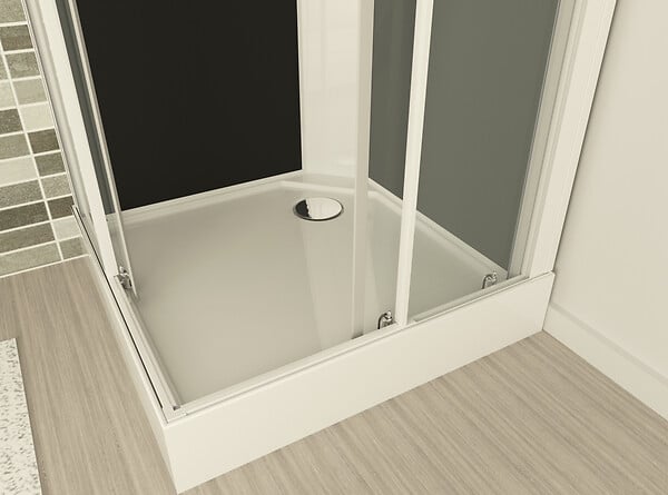 ONDEE - Cabine de douche MELIA - Sans silicone - 80x80cm - Profilés aluminium - Blanc - En kit - large