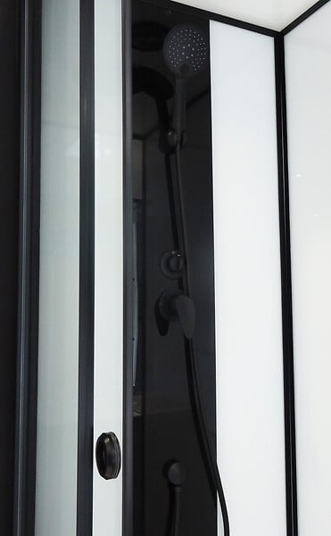 ONDEE - Cabine de douche GONEA - 110 x 80 cm - Accès de face - Profilés aluminium - Noir mat - large