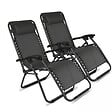 OVIALA - Lot de 2 fauteuils lounge inclinable en acier gris - Monaco - vignette