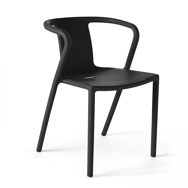 OVIALA - Lot de 4 chaises en plastique noir - Berlin - large