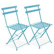OVIALA - Lot de 2 chaises pliantes en acier bleues - Rome - vignette