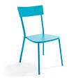 OVIALA - Chaise de jardin en métal bistrot bleu - Cabourg - vignette