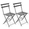 OVIALA - Lot de 2 chaises pliantes en acier grises - Rome - vignette