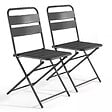 OVIALA - Lot de 2 chaises de jardin pliantes en métal gris - Palavas - vignette