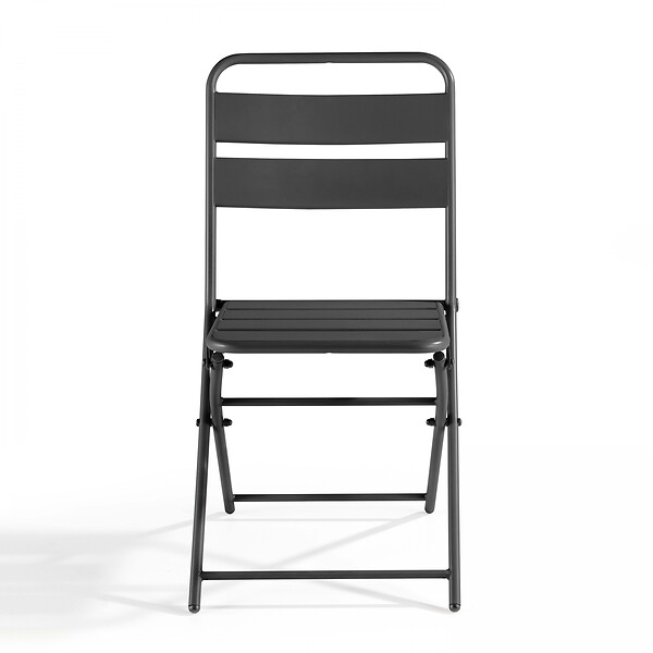 OVIALA - Lot de 2 chaises de jardin pliantes en métal gris - Palavas - large