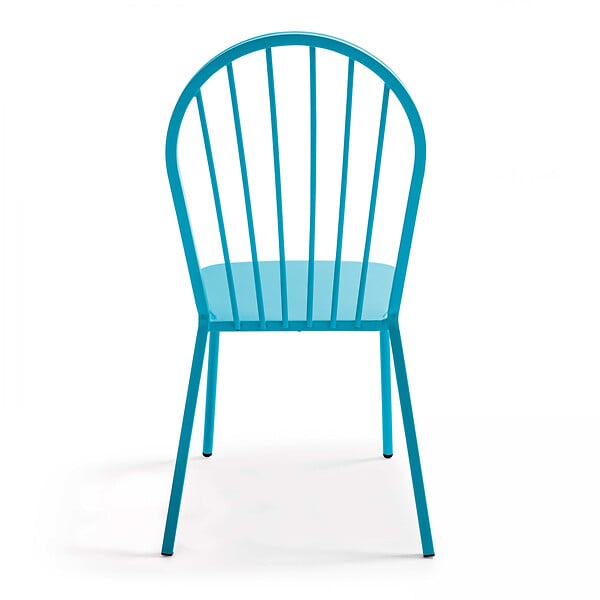 OVIALA - Chaise bistrot de jardin en métal bleu - Honfleur - large