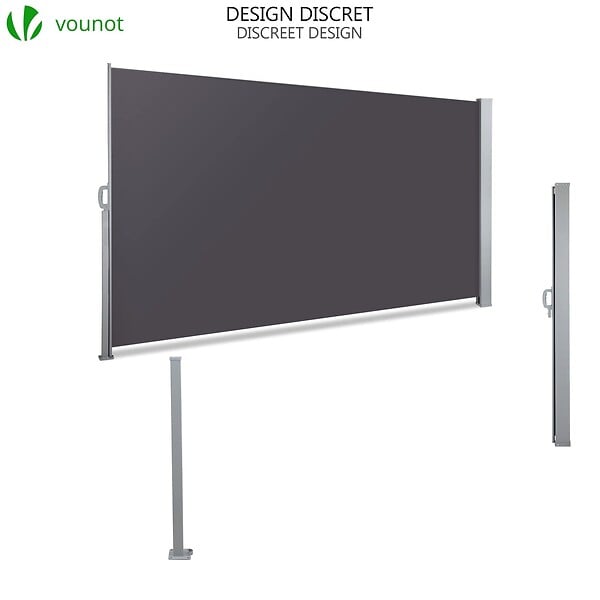 VOUNOT - Paravent retractable avec housse de protection 1.8x3m Anthracite - large