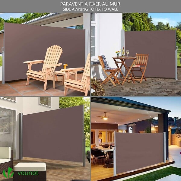 VOUNOT - Paravent retractable avec housse de protection 1.6x3m Marron - large