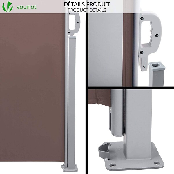 VOUNOT - Paravent retractable avec housse de protection 1.6x3m Marron - large