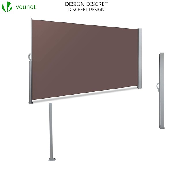 VOUNOT - Paravent retractable avec housse de protection 1.6x3m Marron - large