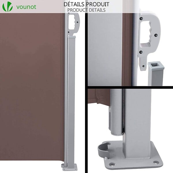 VOUNOT - Paravent retractable avec housse de protection 1.8x3m Marron - large