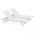 OVIALA - Lot de 2 bains de soleil en acier blanc - Tahiti - vignette
