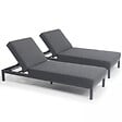 OVIALA - Lot de 2 bains de soleil inclinable en aluminium gris anthracite - Galapagos - vignette