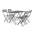OVIALA - Table de jardin pliante acier gris 4 places - Rome - vignette
