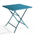 OVIALA - Table de jardin pliante carrée en acier 70 cm 4 places bleu pacific - Palavas - vignette