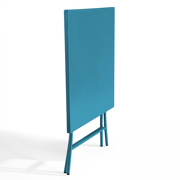 OVIALA - Table de jardin pliante carrée en acier 70 cm 4 places bleu pacific - Palavas - large