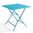 OVIALA - Table de jardin pliante carrée en acier 70 cm 4 places bleu - Palavas - vignette