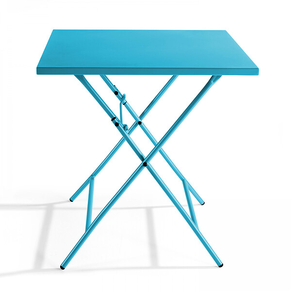 OVIALA - Table de jardin pliante carrée en acier 70 cm 4 places bleu - Palavas - large